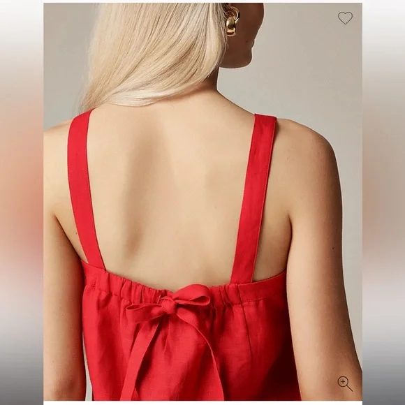 MOVING SALE | NWT Women’s J Crew Bow-back oatmeal-colored linen top, size XXL - Picture 2 of 4